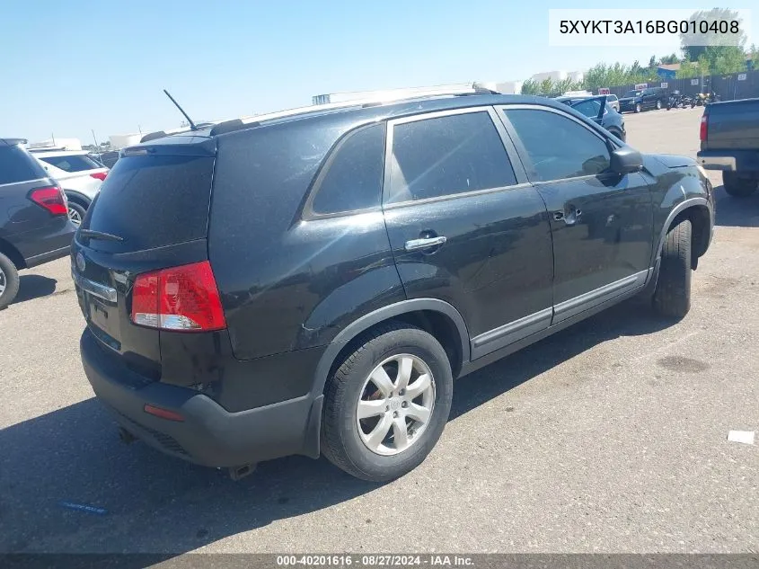 2011 Kia Sorento VIN: 5XYKT3A16BG010408 Lot: 40201616