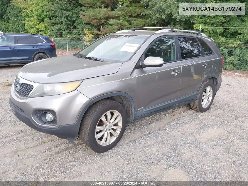 2011 Kia Sorento Ex VIN: 5XYKUCA14BG179274 Lot: 40213997