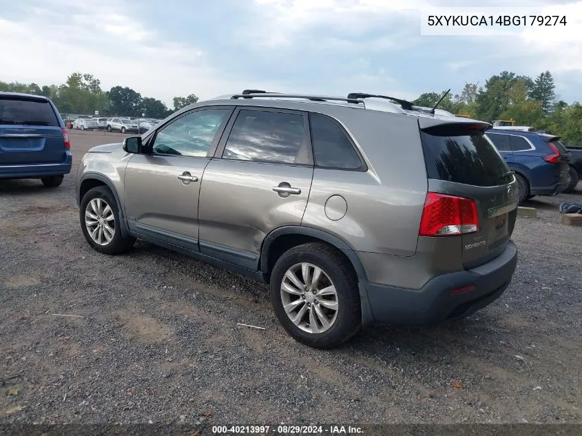 2011 Kia Sorento Ex VIN: 5XYKUCA14BG179274 Lot: 40213997