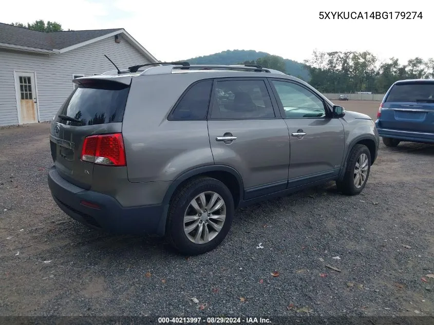 2011 Kia Sorento Ex VIN: 5XYKUCA14BG179274 Lot: 40213997