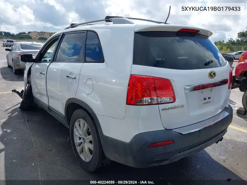 2011 Kia Sorento Ex VIN: 5XYKUCA19BG179433 Lot: 40224059