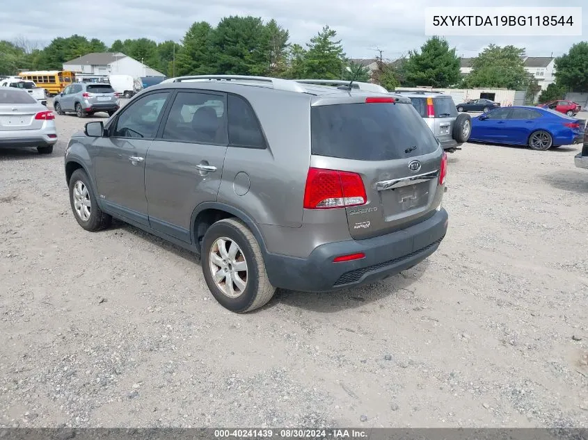 2011 Kia Sorento Lx VIN: 5XYKTDA19BG118544 Lot: 40241439