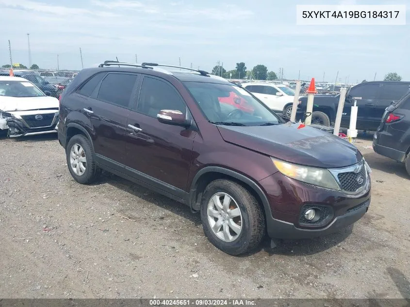 2011 Kia Sorento Lx VIN: 5XYKT4A19BG184317 Lot: 40245651