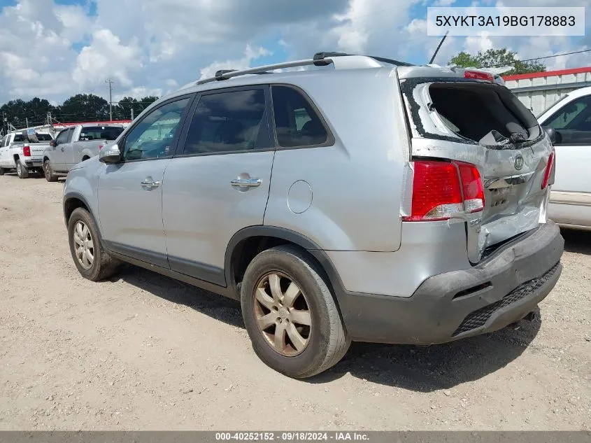 2011 Kia Sorento Lx VIN: 5XYKT3A19BG178883 Lot: 40252152