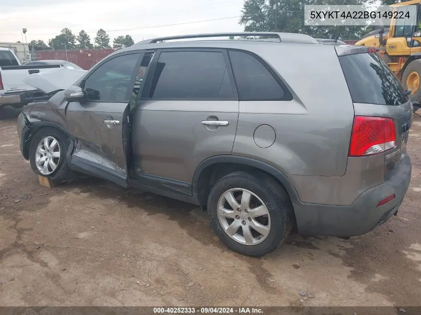 5XYKT4A22BG149224 2011 Kia Sorento Lx V6