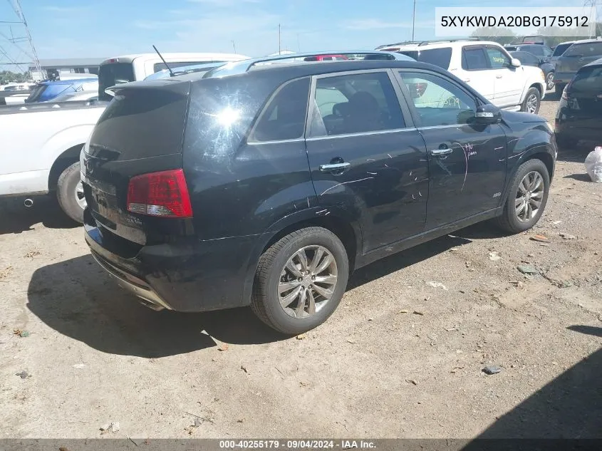 2011 Kia Sorento Sx V6 VIN: 5XYKWDA20BG175912 Lot: 40255179