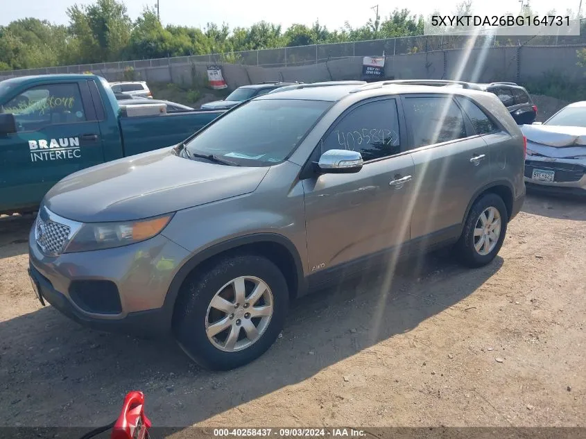 2011 Kia Sorento Lx V6 VIN: 5XYKTDA26BG164731 Lot: 40258437