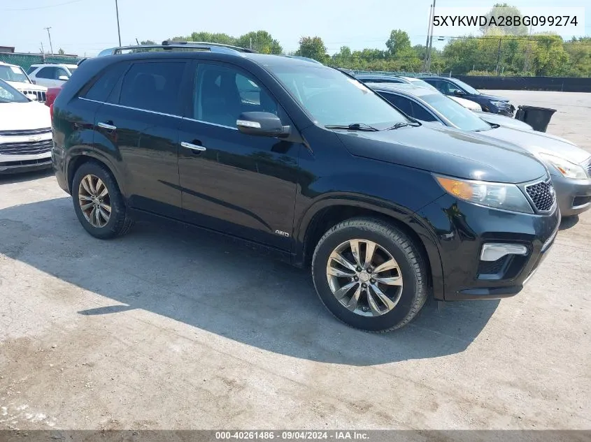 2011 Kia Sorento Sx V6 VIN: 5XYKWDA28BG099274 Lot: 40261486