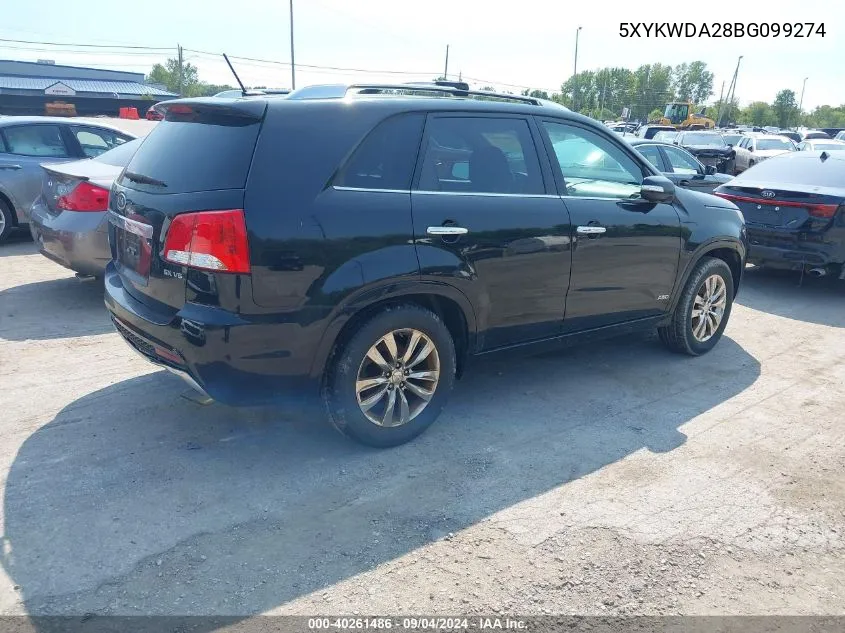 2011 Kia Sorento Sx V6 VIN: 5XYKWDA28BG099274 Lot: 40261486