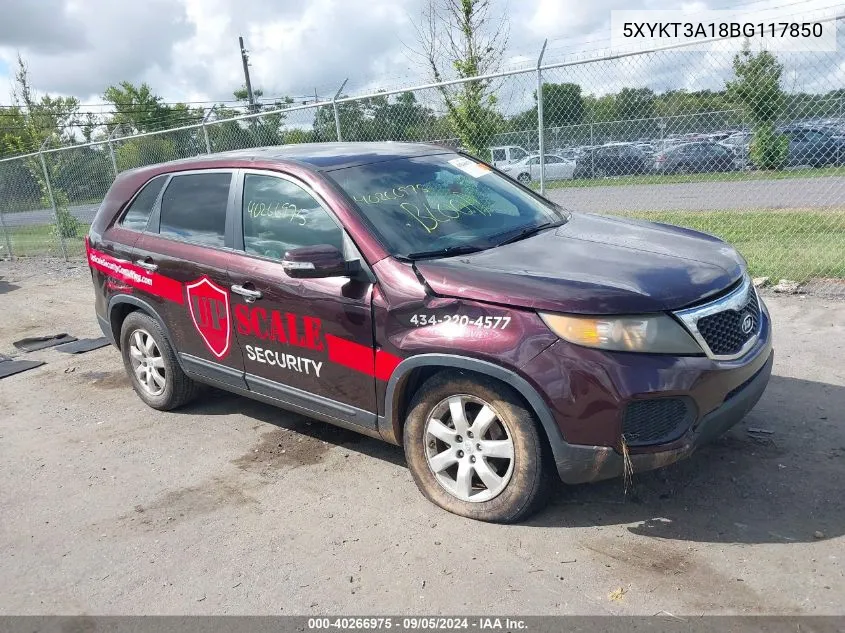 2011 Kia Sorento Lx VIN: 5XYKT3A18BG117850 Lot: 40266975