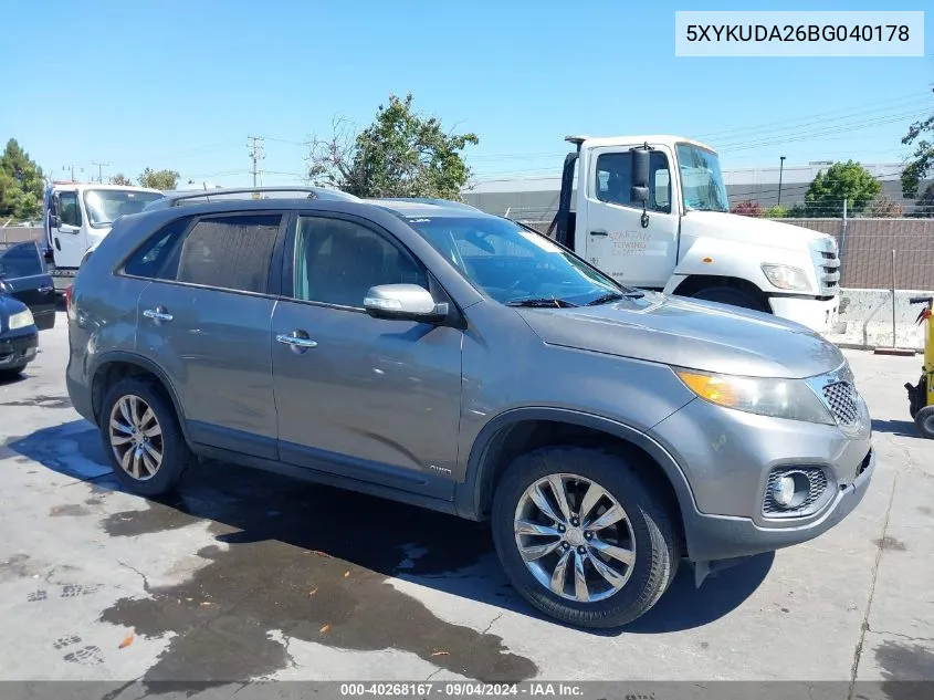 2011 Kia Sorento Ex V6 VIN: 5XYKUDA26BG040178 Lot: 40268167