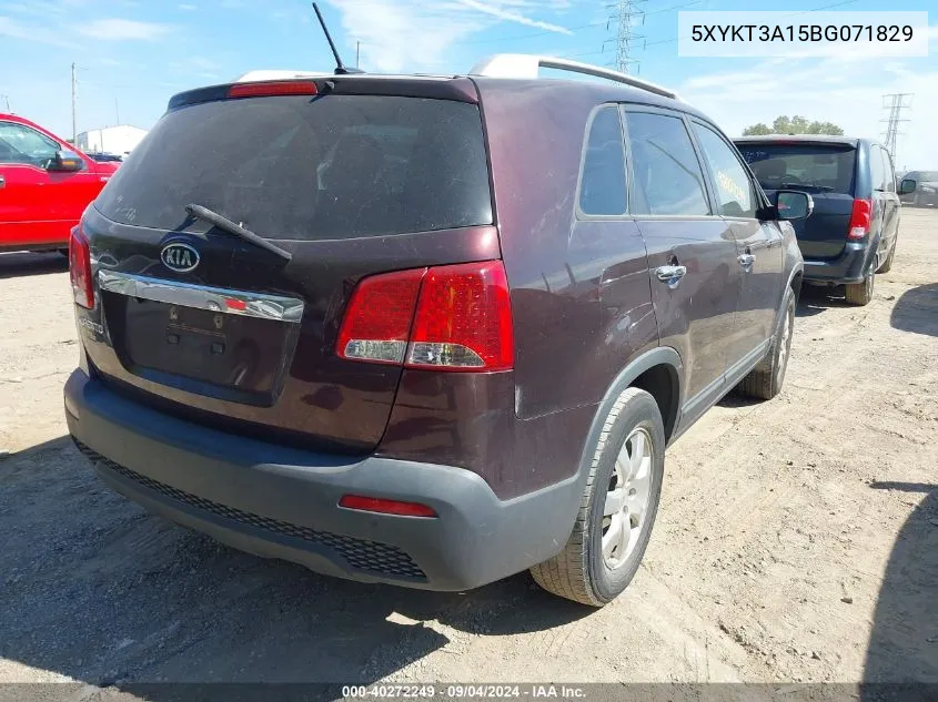 2011 Kia Sorento Lx VIN: 5XYKT3A15BG071829 Lot: 40272249