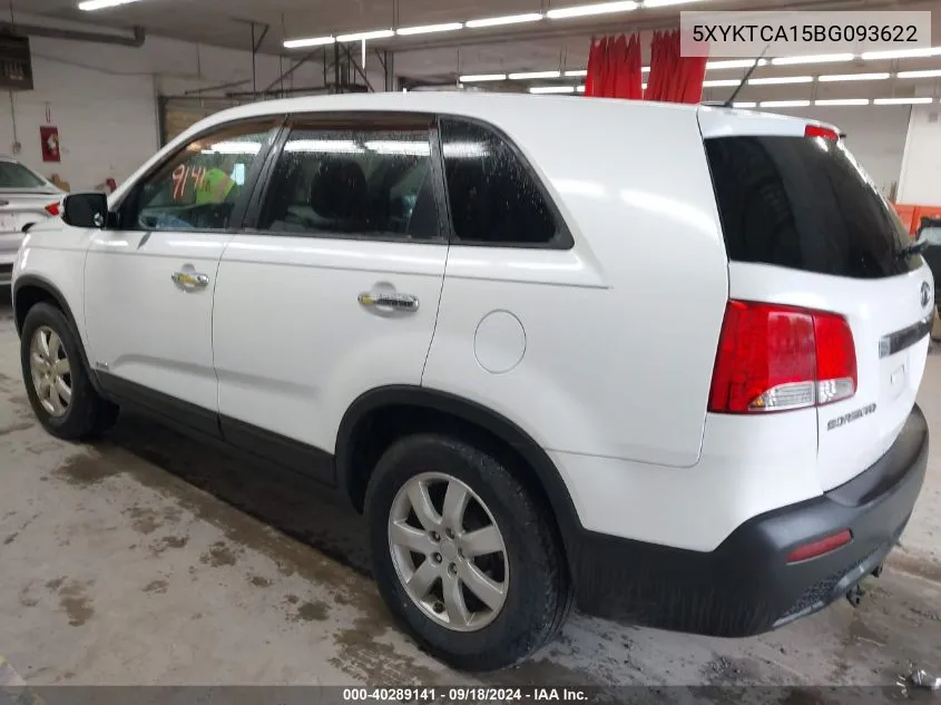 2011 Kia Sorento Lx VIN: 5XYKTCA15BG093622 Lot: 40289141