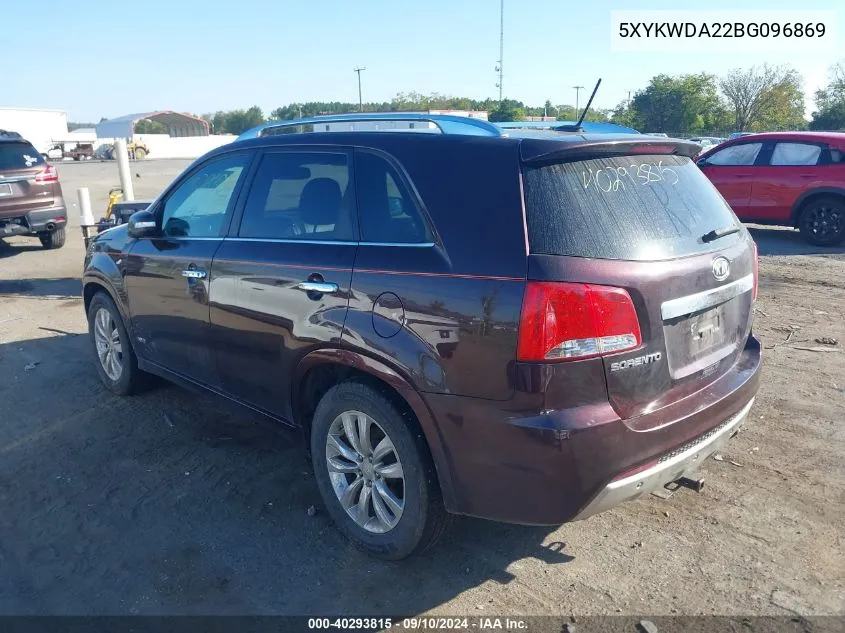 2011 Kia Sorento Sx VIN: 5XYKWDA22BG096869 Lot: 40293815