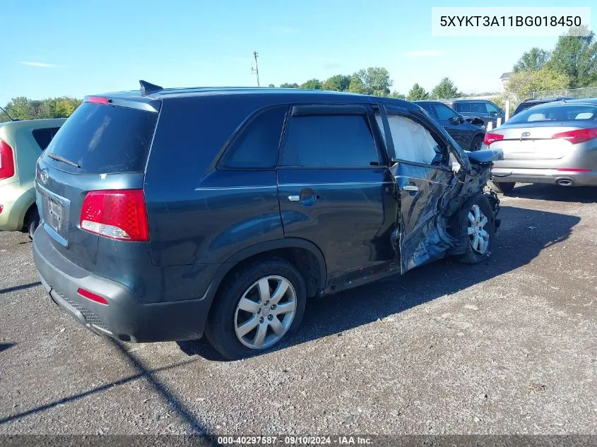 2011 Kia Sorento Lx VIN: 5XYKT3A11BG018450 Lot: 40297587