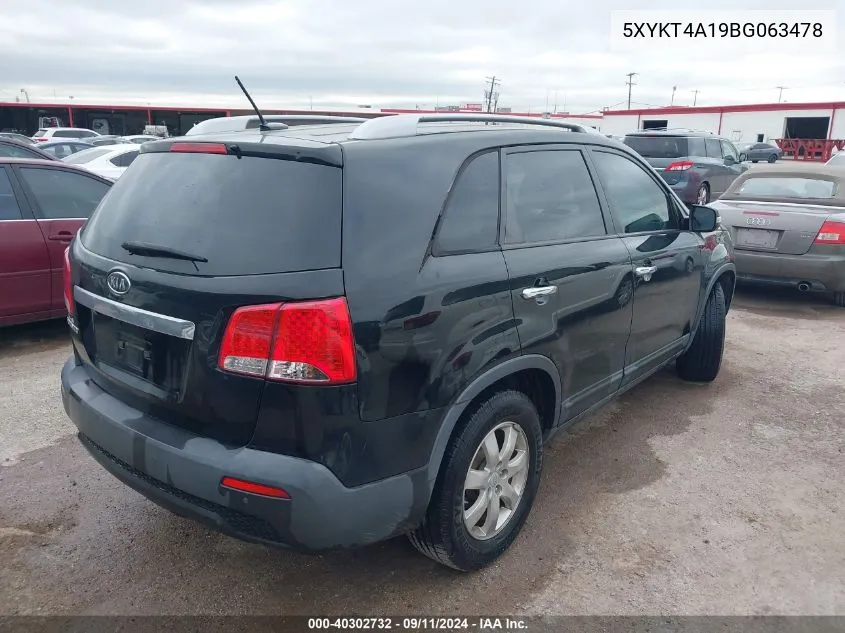 2011 Kia Sorento Lx VIN: 5XYKT4A19BG063478 Lot: 40302732