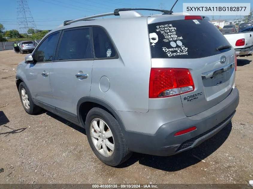 2011 Kia Sorento Lx VIN: 5XYKT3A11BG182877 Lot: 40305135