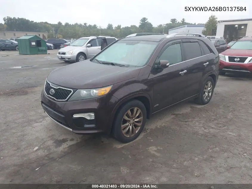 2011 Kia Sorento Sx V6 VIN: 5XYKWDA26BG137584 Lot: 40321483