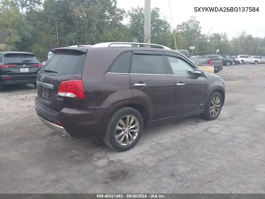 2011 Kia Sorento Sx V6 VIN: 5XYKWDA26BG137584 Lot: 40321483