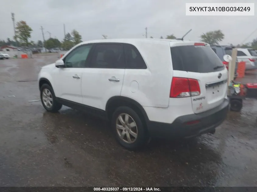 2011 Kia Sorento Lx VIN: 5XYKT3A10BG034249 Lot: 40325037