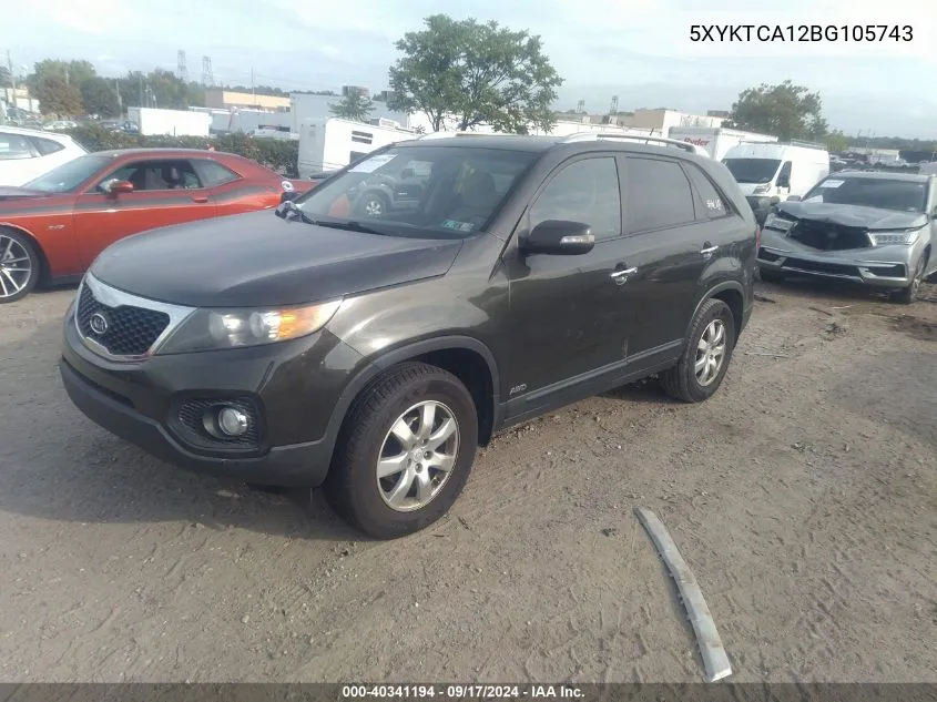 2011 Kia Sorento Lx VIN: 5XYKTCA12BG105743 Lot: 40341194