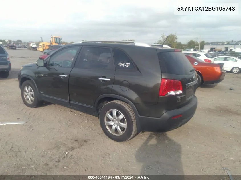 5XYKTCA12BG105743 2011 Kia Sorento Lx