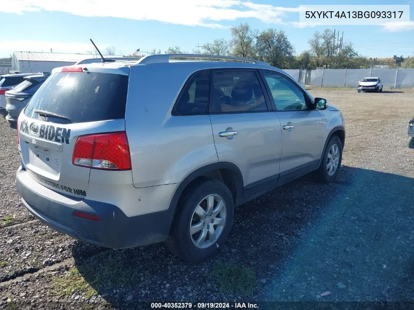 2011 Kia Sorento Lx VIN: 5XYKT4A13BG093317 Lot: 40352379