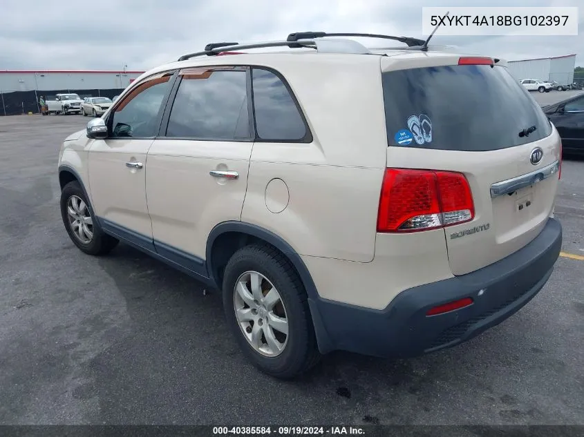 2011 Kia Sorento Lx VIN: 5XYKT4A18BG102397 Lot: 40385584