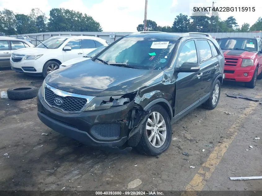 5XYKT4A22BG115915 2011 Kia Sorento Lx V6