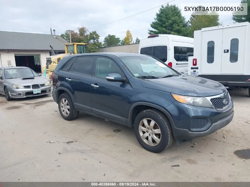 2011 Kia Sorento Lx VIN: 5XYKT3A17BG006190 Lot: 40396560