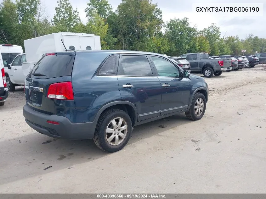 2011 Kia Sorento Lx VIN: 5XYKT3A17BG006190 Lot: 40396560