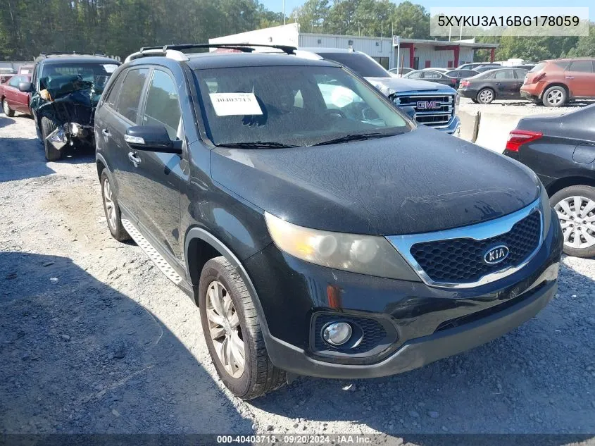 2011 Kia Sorento Ex VIN: 5XYKU3A16BG178059 Lot: 40403713