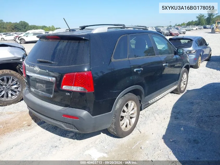 2011 Kia Sorento Ex VIN: 5XYKU3A16BG178059 Lot: 40403713