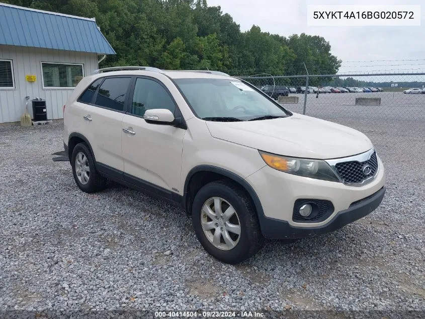 2011 Kia Sorento Lx VIN: 5XYKT4A16BG020572 Lot: 40414504