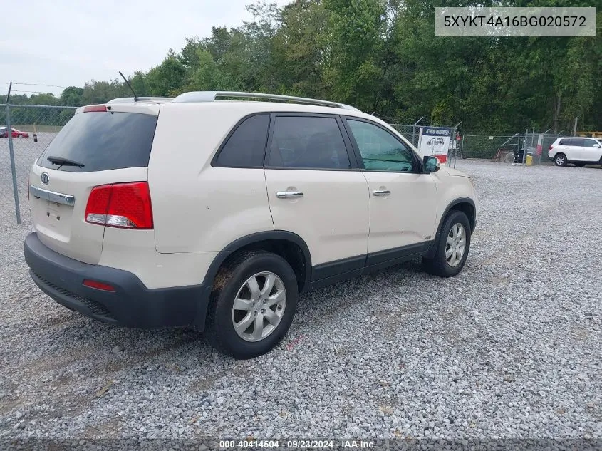 2011 Kia Sorento Lx VIN: 5XYKT4A16BG020572 Lot: 40414504