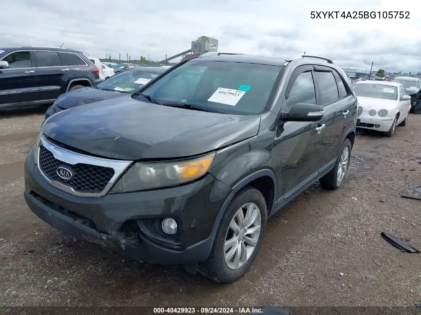 5XYKT4A25BG105752 2011 Kia Sorento Lx V6