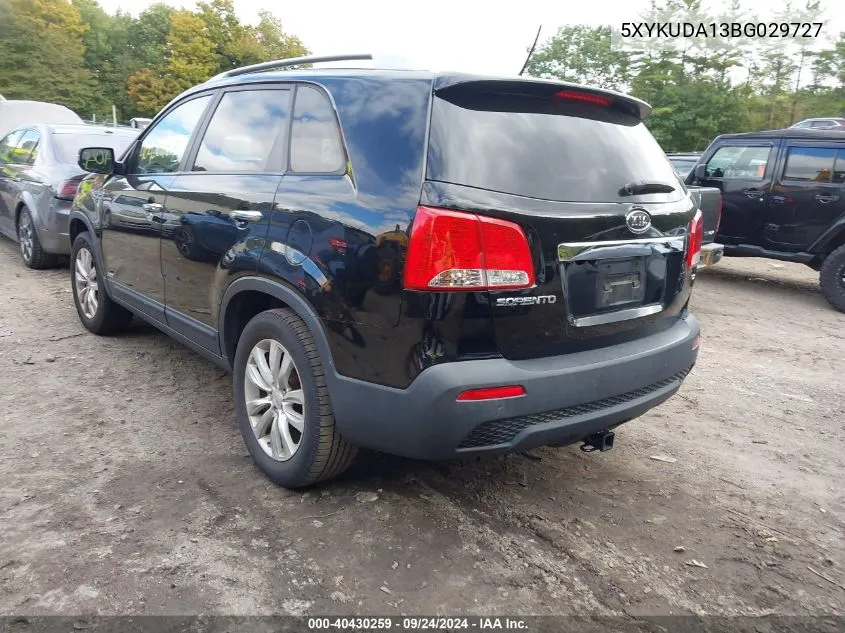 2011 Kia Sorento Ex VIN: 5XYKUDA13BG029727 Lot: 40430259