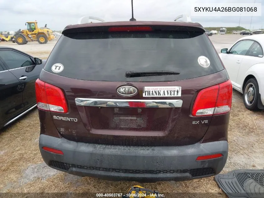 2011 Kia Sorento Ex VIN: 5XYKU4A26BG081068 Lot: 40503767