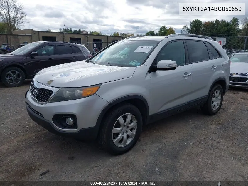 2011 Kia Sorento Lx VIN: 5XYKT3A14BG050650 Lot: 40529423