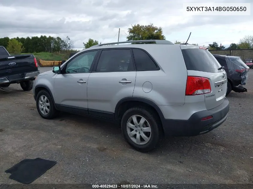 2011 Kia Sorento Lx VIN: 5XYKT3A14BG050650 Lot: 40529423