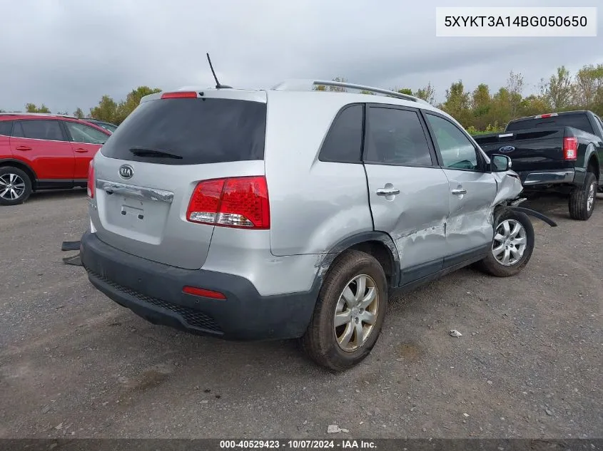 2011 Kia Sorento Lx VIN: 5XYKT3A14BG050650 Lot: 40529423