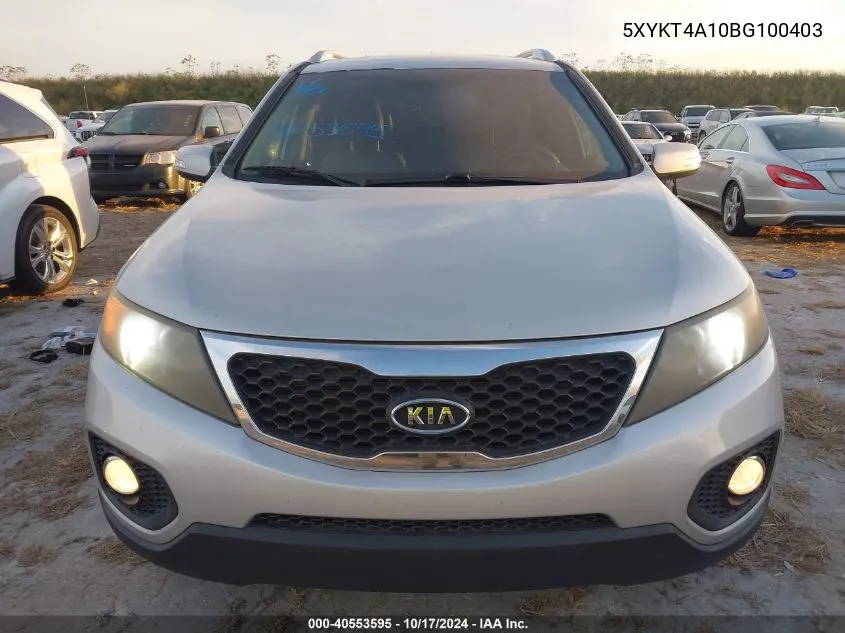 2011 Kia Sorento Lx VIN: 5XYKT4A10BG100403 Lot: 40553595