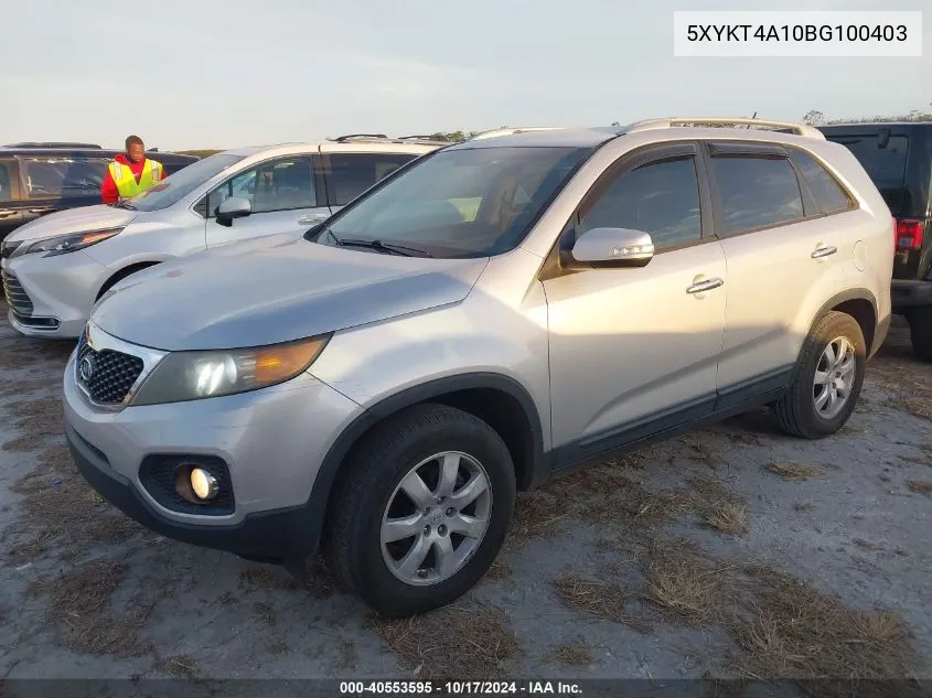 2011 Kia Sorento Lx VIN: 5XYKT4A10BG100403 Lot: 40553595