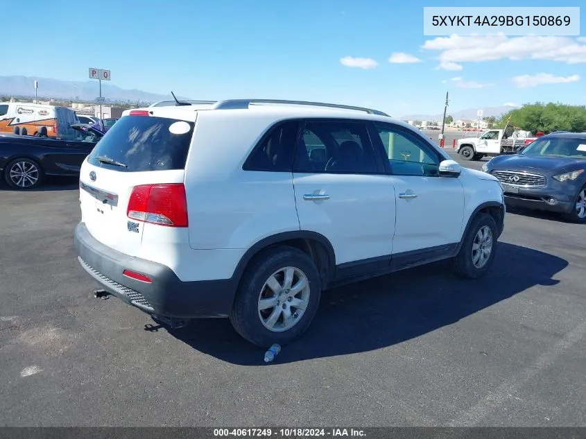 2011 Kia Sorento Lx V6 VIN: 5XYKT4A29BG150869 Lot: 40617249