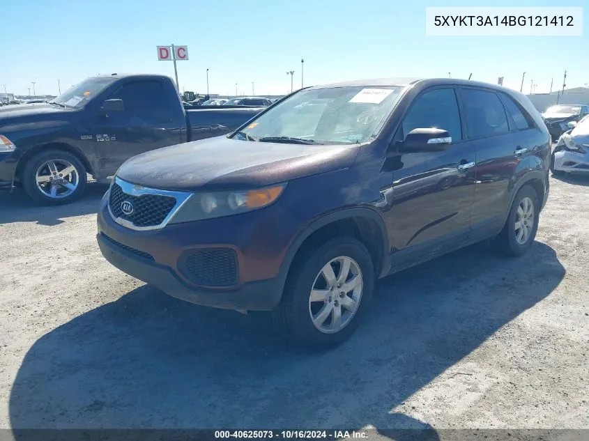 2011 Kia Sorento Lx VIN: 5XYKT3A14BG121412 Lot: 40625073