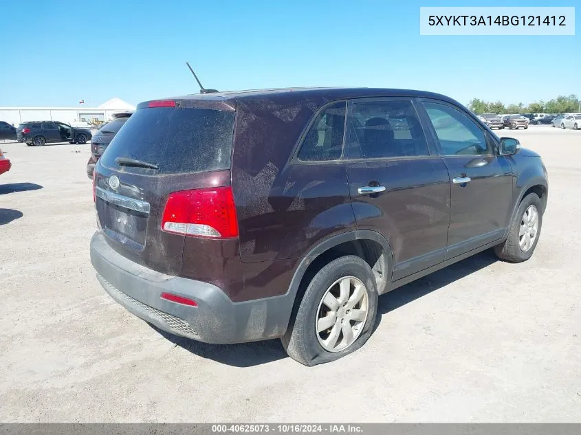 2011 Kia Sorento Lx VIN: 5XYKT3A14BG121412 Lot: 40625073