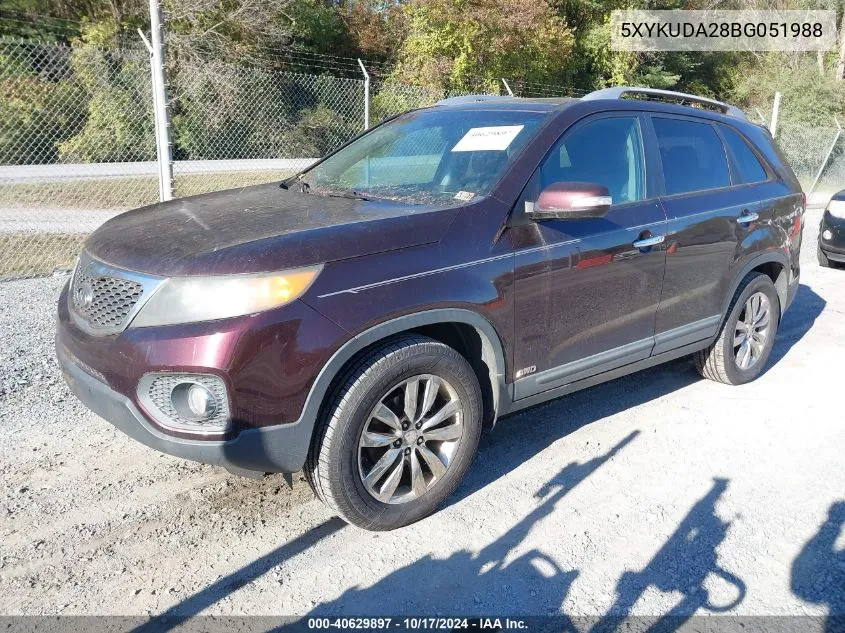 2011 Kia Sorento Ex V6 VIN: 5XYKUDA28BG051988 Lot: 40629897