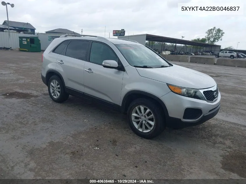 2011 Kia Sorento Lx V6 VIN: 5XYKT4A22BG046837 Lot: 40638465