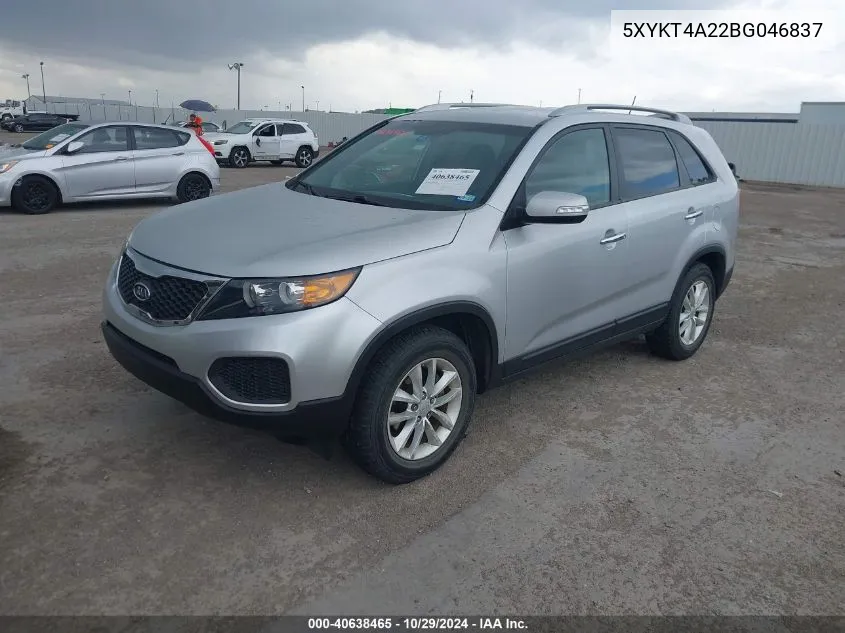 2011 Kia Sorento Lx V6 VIN: 5XYKT4A22BG046837 Lot: 40638465