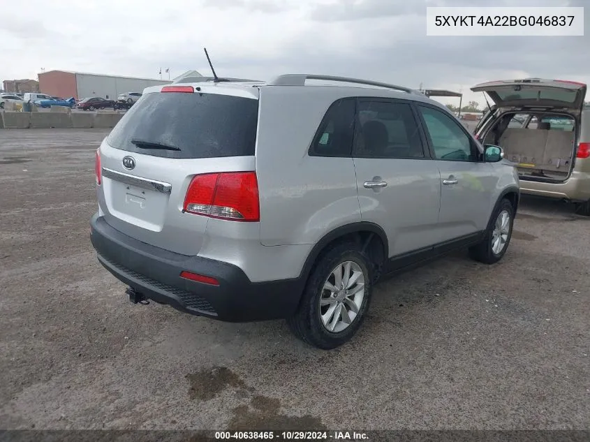 2011 Kia Sorento Lx V6 VIN: 5XYKT4A22BG046837 Lot: 40638465